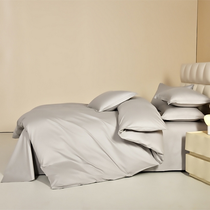 元元被芯 2025款纯色全丝光-全精梳高密纺-铂金A类全棉三件套 雅典灰