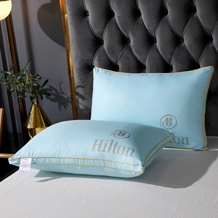 91家纺网 家纺一手货源 找家纺 佳尚枕芯 2025新款烫钻酒店枕舒适柔软枕头枕芯 天蓝色-中枕