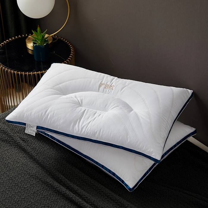 91家纺网 家纺一手货源 找家纺 佳尚枕芯 2025新款全棉纯棉保健护颈枕枕头枕芯 全棉保健护颈枕时尚蓝48x74cm/只