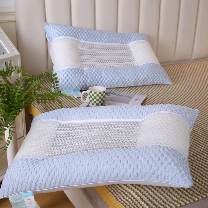 91家纺网 家纺一手货源 找家纺 佳尚枕芯 2025新款3D凉豆豆护颈椎枕头酒店助睡眠决明子枕芯感豆豆低枕枕头枕芯 蓝色48x74cm/只