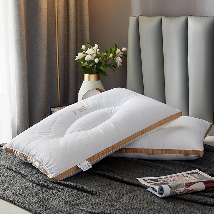 91家纺网 家纺一手货源 找家纺 佳尚枕芯 2025新款全棉纯棉保健护颈枕枕头枕芯 全棉保健护颈枕时尚金48x74cm/只