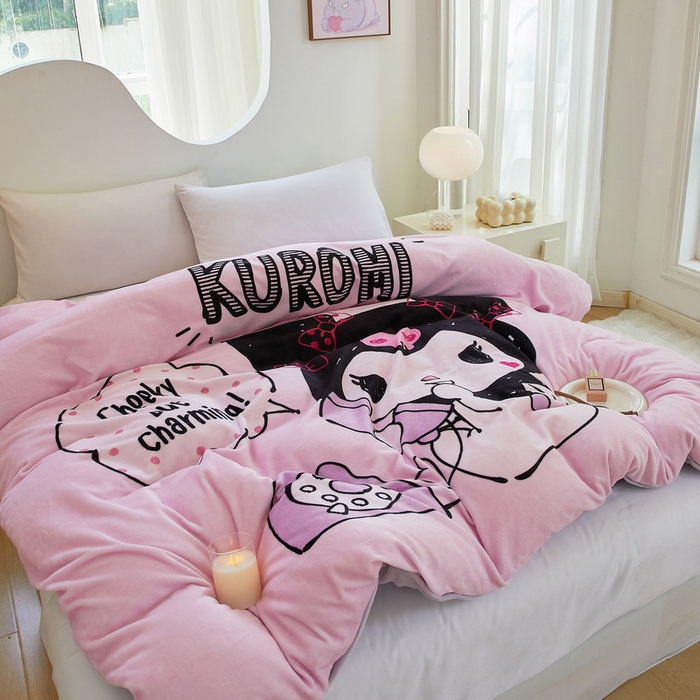 91家纺网 家纺一手货源 找家纺 蘭菲家纺 2024新款牛奶绒卡通三丽鸥单品被套 明天见