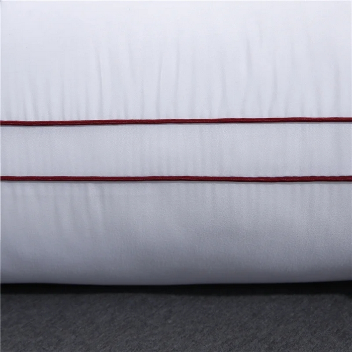 91家纺网 家纺一手货源 找家纺 佳尚枕芯 2025新款高端欧式酒店枕立体拼色刺绣羽丝绒酒店枕芯枕头 欧式酒红48x74cm高枕