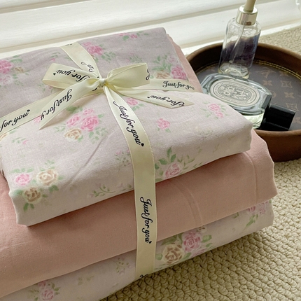 91家纺网 家纺一手货源 找家纺 （总）仟网汇 2024新款全棉双层纱四件套-叠拍图