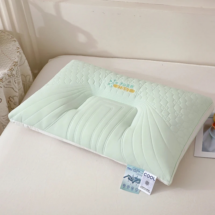 91家纺网 家纺一手货源 找家纺 佳尚枕芯 2025新款简约纯色冰丝乳胶枕枕头枕芯 浅绿-凉感雪花商务舱乳胶层枕48x74cm