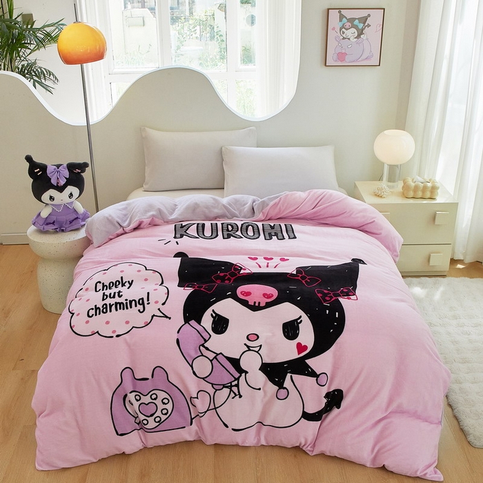 91家纺网 家纺一手货源 找家纺 蘭菲家纺 2024新款牛奶绒卡通三丽鸥单品被套 明天见