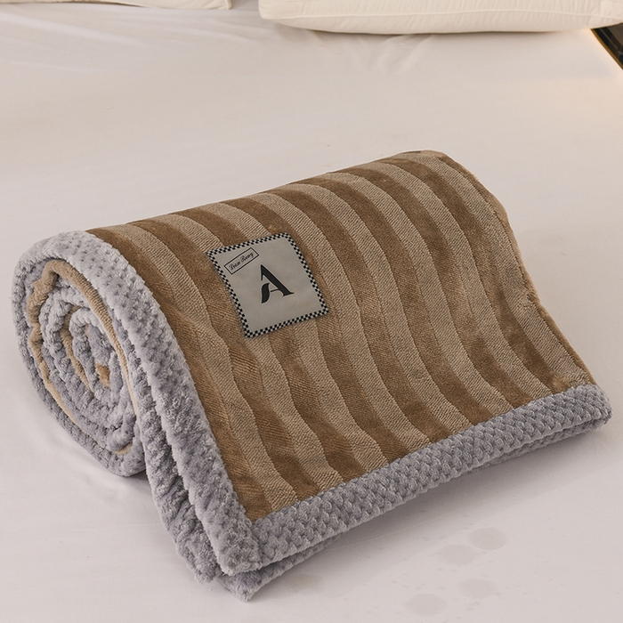 91家纺网 家纺一手货源 找家纺 恋绒家纺 2025新款双面绒休闲毛毯多功能毛毯牛奶绒毯子法莱绒盖毯 彩贝绒-咖色