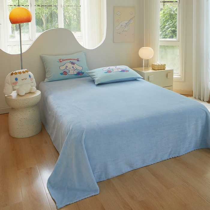 91家纺网 家纺一手货源 找家纺 蘭菲家纺 2024新款牛奶绒卡通三丽鸥四件套 泡芙