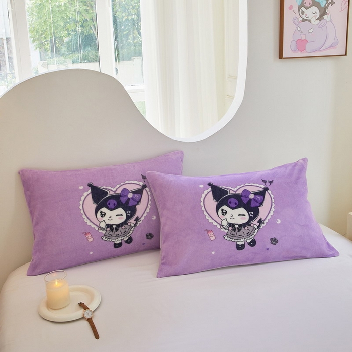 91家纺网 家纺一手货源 找家纺 蘭菲家纺 2024新款牛奶绒卡通三丽鸥单品枕套 巴库奶油