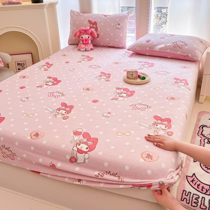 博雅 2024新款三丽鸥牛奶绒小版床笠系列 牛奶绒小版-奶油美乐蒂