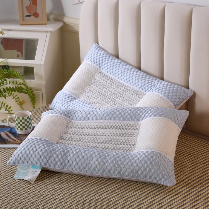 91家纺网 家纺一手货源 找家纺 佳尚枕芯 2025新款3D凉豆豆护颈椎枕头酒店助睡眠决明子枕芯感豆豆低枕枕头枕芯 蓝色48x74cm/只