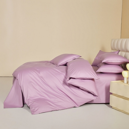元元被芯 2025款纯色全丝光-全精梳高密纺-铂金A类全棉三件套 紫色