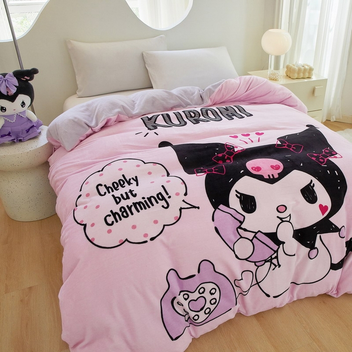 91家纺网 家纺一手货源 找家纺 蘭菲家纺 2024新款牛奶绒卡通三丽鸥单品被套 明天见