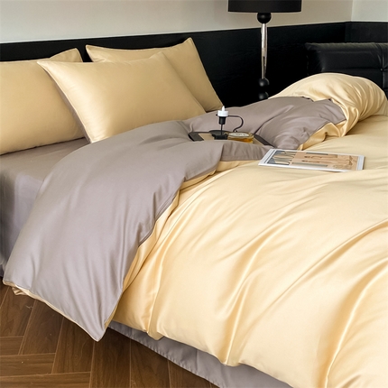 91家纺网 家纺一手货源 找家纺 （总）DC 2024新款天丝棉双拼绣花四件套-轻语