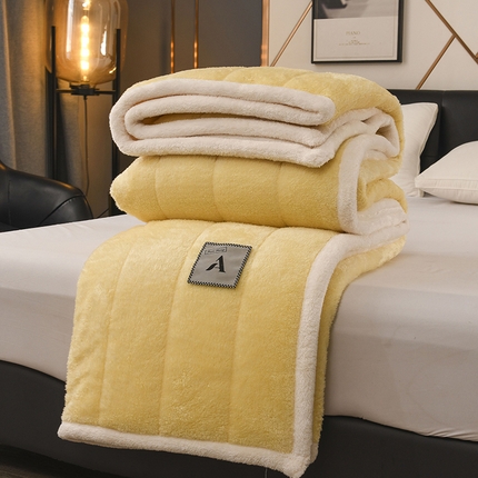 91家纺网 家纺一手货源 找家纺 恋绒家纺 2025新款加厚三层毛毯被牛奶绒复合毯子夹棉盖毯午睡毯子法莱绒毛毯 （亲肤绒-）-米黄