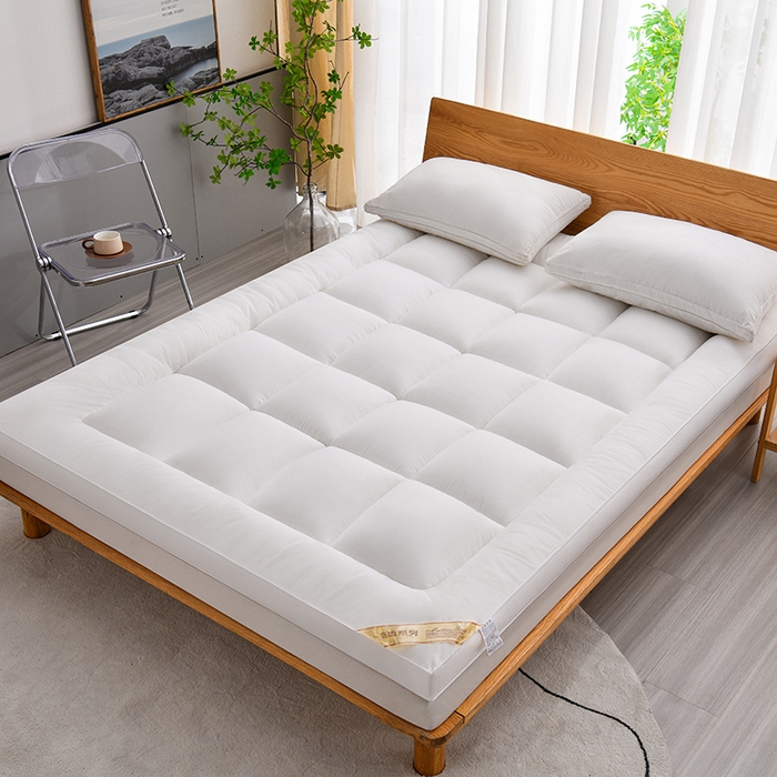 91家纺网 家纺一手货源 找家纺 预言家纺 2024新款3D磨毛羽丝绒羊羔绒床垫 白色