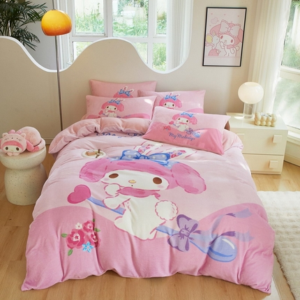 蘭菲家纺 2024新款牛奶绒卡通三丽鸥四件套 去约会