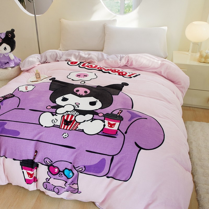 91家纺网 家纺一手货源 找家纺 蘭菲家纺 2024新款牛奶绒卡通三丽鸥单品被套 星期天