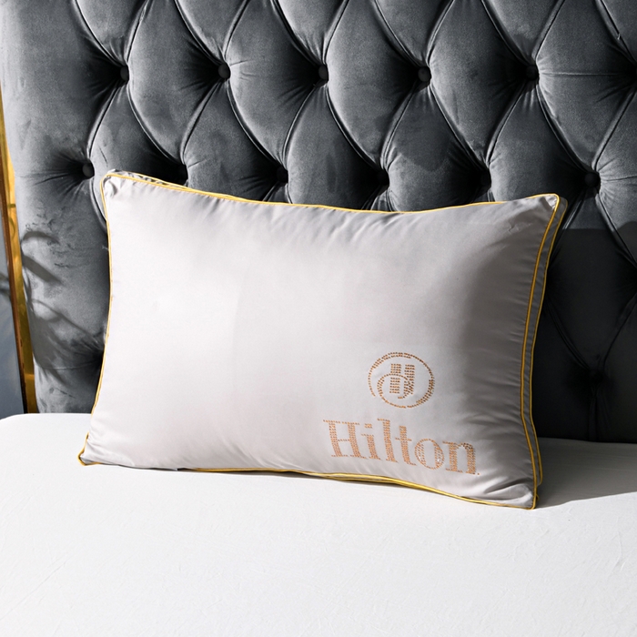 91家纺网 家纺一手货源 找家纺 佳尚枕芯 2025新款烫钻酒店枕舒适柔软羽丝绒枕头枕芯 灰色-低枕