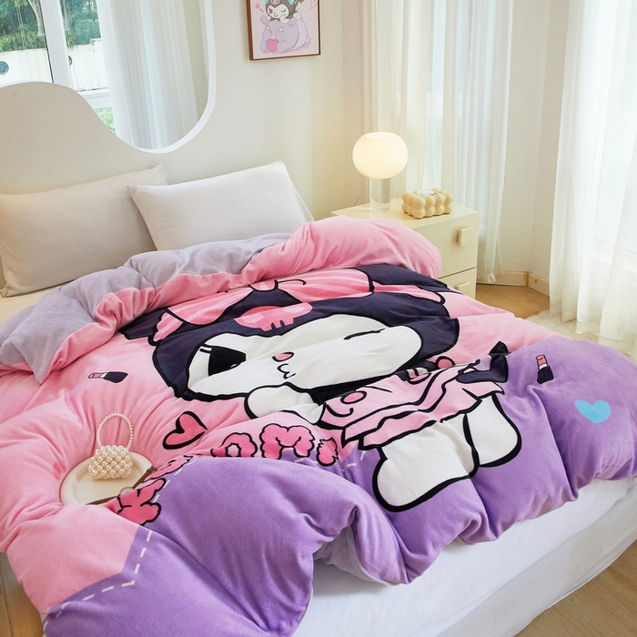 91家纺网 家纺一手货源 找家纺 蘭菲家纺 2024新款牛奶绒卡通三丽鸥单品被套 酱小库