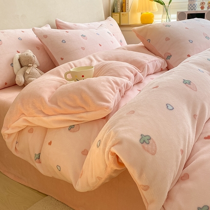 91家纺网 家纺一手货源 找家纺 （总）沐辰 2024新款高克重牛奶绒印花四件套