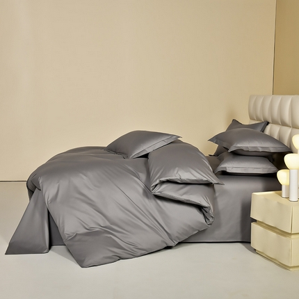 元元被芯 2025款纯色全丝光-全精梳高密纺-铂金A类全棉三件套 深灰
