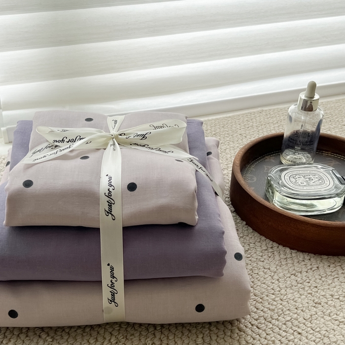 91家纺网 家纺一手货源 找家纺 一比一家纺 2025新款全棉母婴级抗菌有氧全棉双层纱亲肤全棉小清新印花三件套四件套 芋泥啵啵