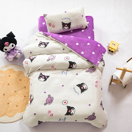 91家纺网 家纺一手货源 找家纺 （总）鱼宝 2024正版授权三丽鸥牛奶绒幼儿园三件套