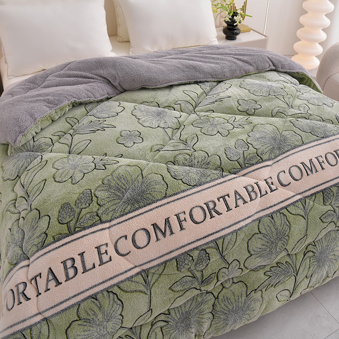 91家纺网 家纺一手货源 找家纺 南北家居 2024新款AB版雪花绒羊羔绒冬被被子被芯 薄荷曼波