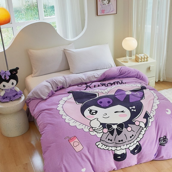 91家纺网 家纺一手货源 找家纺 蘭菲家纺 2024新款牛奶绒卡通三丽鸥单品被套 巴库奶油