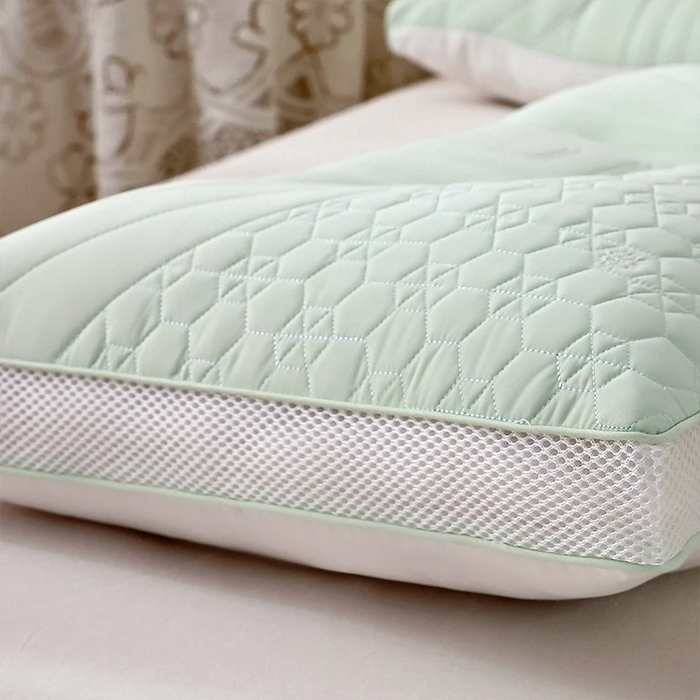 91家纺网 家纺一手货源 找家纺 佳尚枕芯 2025新款简约纯色冰丝乳胶枕枕头枕芯 浅绿-凉感雪花商务舱乳胶层枕48x74cm