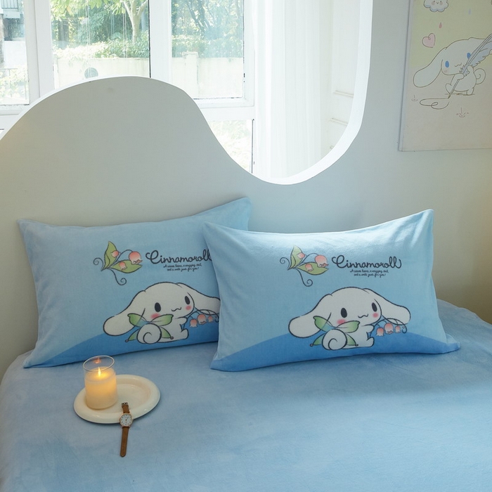 91家纺网 家纺一手货源 找家纺 蘭菲家纺 2024新款牛奶绒卡通三丽鸥四件套 清新