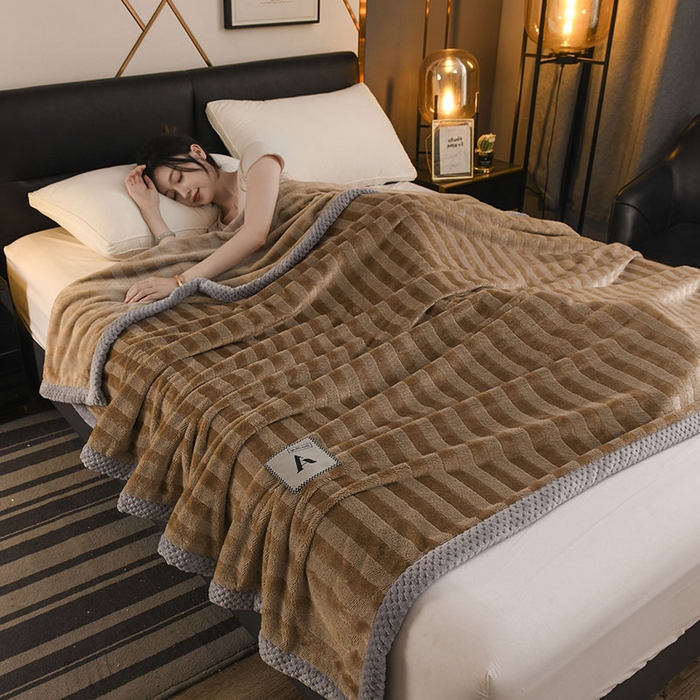 91家纺网 家纺一手货源 找家纺 恋绒家纺 2025新款双面绒休闲毛毯多功能毛毯牛奶绒毯子法莱绒盖毯 彩贝绒-咖色