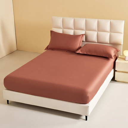 元元被芯 2025款纯色全丝光-全精梳高密纺-铂金A类全棉单床笠 桔红