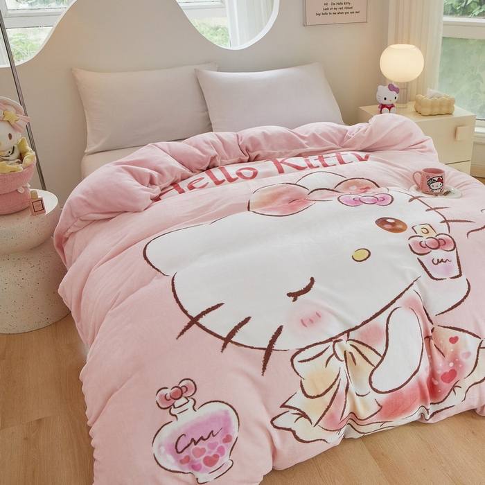 91家纺网 家纺一手货源 找家纺 蘭菲家纺 2024新款牛奶绒卡通三丽鸥单品被套 向往