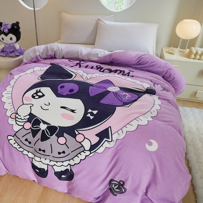 91家纺网 家纺一手货源 找家纺 蘭菲家纺 2024新款牛奶绒卡通三丽鸥单品被套 巴库奶油