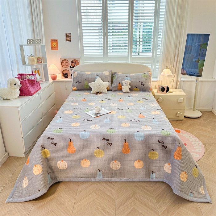 91家纺网 家纺一手货源 找家纺 梵朴 2024新款牛奶绒直角包边床盖 瓜果飘香