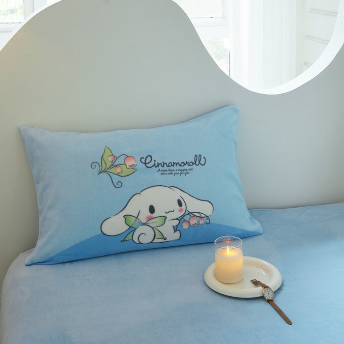 91家纺网 家纺一手货源 找家纺 蘭菲家纺 2024新款牛奶绒卡通三丽鸥四件套 清新