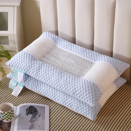 佳尚枕芯 2025新款3D凉豆豆护颈椎枕头酒店助睡眠决明子枕芯感豆豆低枕枕头枕芯 蓝色48x74cm/只