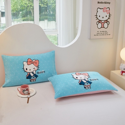 蘭菲家纺 2024新款牛奶绒卡通三丽鸥单品枕套 摩卡蓝