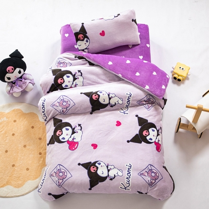 91家纺网 家纺一手货源 找家纺 （总）鱼宝 2024正版授权三丽鸥牛奶绒幼儿园三件套