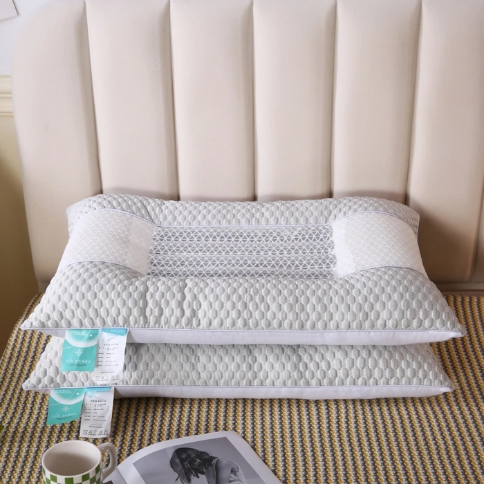 91家纺网 家纺一手货源 找家纺 佳尚枕芯 2025新款3D凉豆豆护颈椎枕头酒店助睡眠决明子枕芯感豆豆低枕枕头枕芯 灰色48x74cm/只