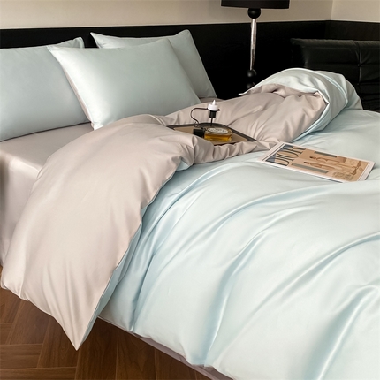 91家纺网 家纺一手货源 找家纺 （总）DC 2024新款天丝棉双拼绣花四件套-轻语