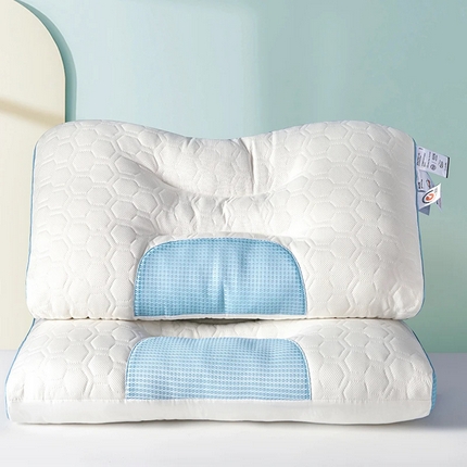 佳尚枕芯 2025新款大豆乳胶+针织棉spa枕 单人枕芯 枕头 护颈枕 SPA按摩功能蓝色低枕48x74cm /只