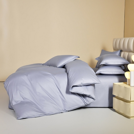 元元被芯 2025款纯色全丝光-全精梳高密纺-铂金A类全棉三件套 轻松灰