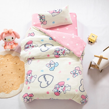 91家纺网 家纺一手货源 找家纺 （总）鱼宝 2024正版授权三丽鸥牛奶绒幼儿园三件套