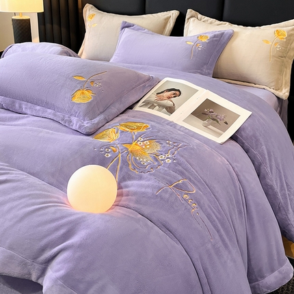 91家纺网 家纺一手货源 找家纺 （总）昊翔家纺 2024新款全消光牛奶绒刺绣四件套-玫瑰故事系列