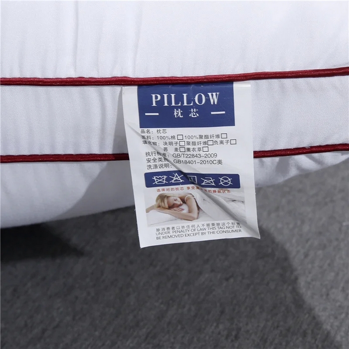 91家纺网 家纺一手货源 找家纺 佳尚枕芯 2025新款高端欧式酒店枕立体拼色刺绣羽丝绒酒店枕芯枕头 欧式酒红48x74cm中枕