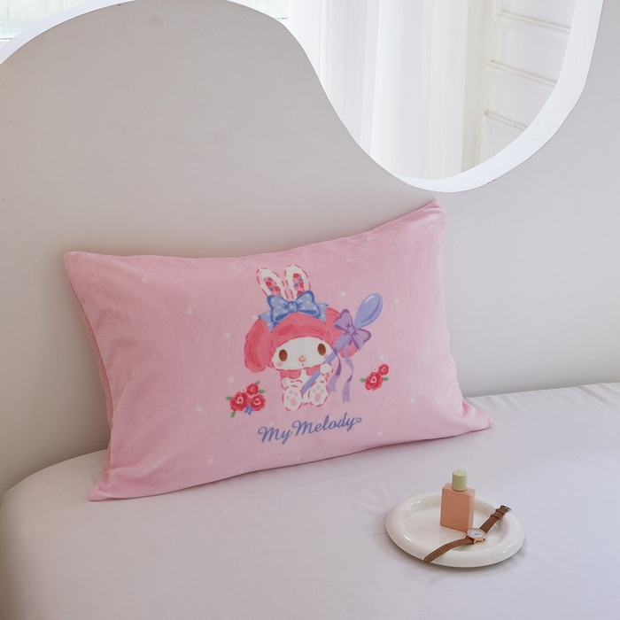 91家纺网 家纺一手货源 找家纺 蘭菲家纺 2024新款牛奶绒卡通三丽鸥单品枕套 呆萌