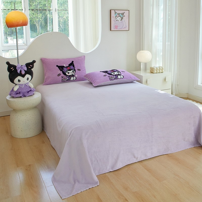 91家纺网 家纺一手货源 找家纺 蘭菲家纺 2024新款牛奶绒卡通三丽鸥四件套 绒小库